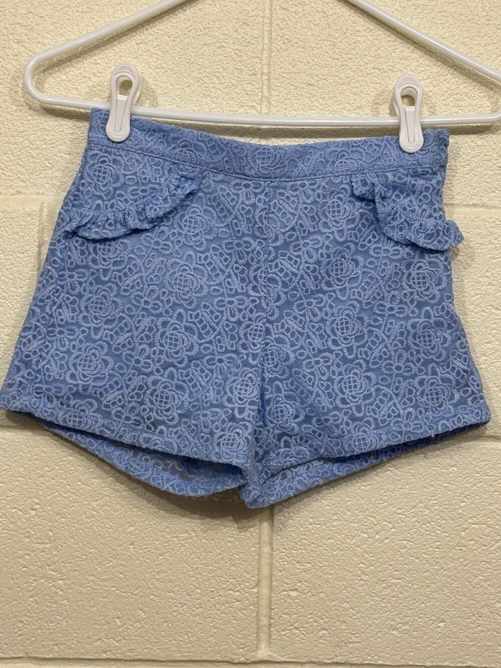 Janie And Jack Powder Blue lace shorts Girls 10